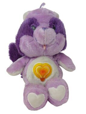 Vtg 1984 Care Bear Cousins Bright Heart Raccoon Plush 13" Purple Plush Kenner S1